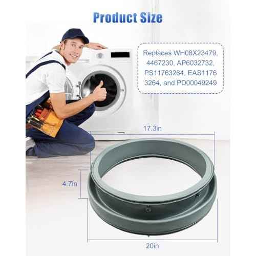 Washer Door Boot Seal Gasket Compatible with GE WH08X23479 GFWN1600J0WW GFWN1600J1WW GFW430SSM1WW GFW450SPM1DG GFW450SSM1WW GFW430SSM0WW GFW450SPM0DG GFW450SSM0WW Washing Machine
