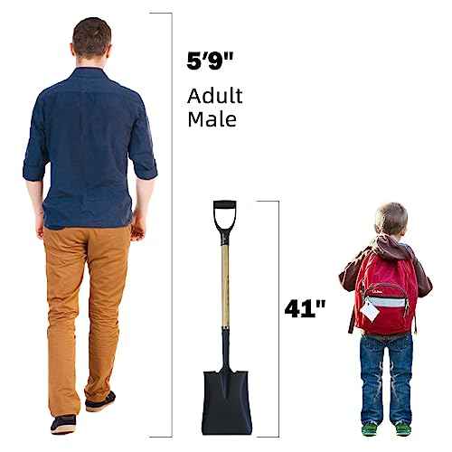 Flat Shovel, Square Shovel for Transfer Snow, 41 inch Long, Durable D Grip, for Farming, Outdoor Works, Gardening, Landscape Works