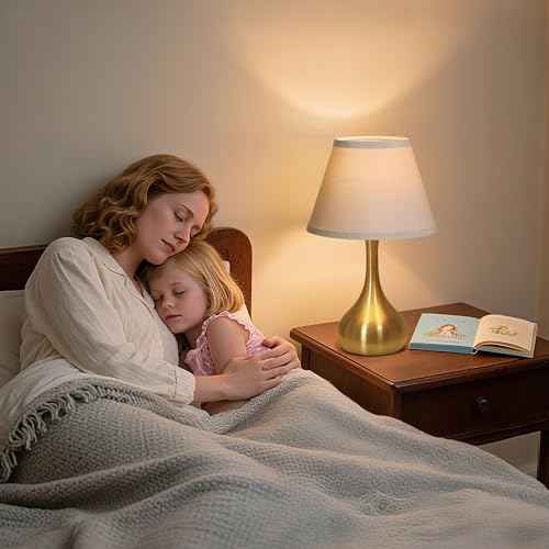 Touch Table Lamp for Bedroom Set of 2, 3-Way Dimmable Bedside Lamp for Nightstand, 17¡± Modern Metal Desk Lamp with Linen Shade for Living Room, Kids Reading, Dorm, Home Office Decor, Bulb Included