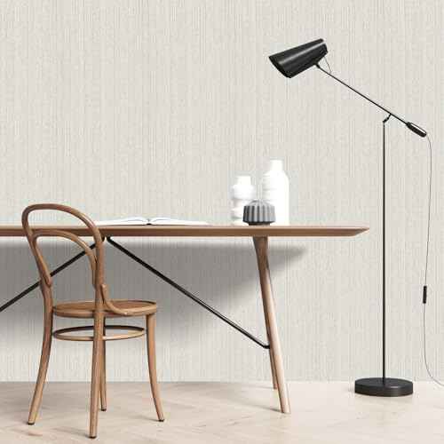 Beige Grasscloth Peel and Stick Wallpaper Fabric Wallpaper 15.7" x 118" Texture Contact Paper Self-Adhesive Country Faux Linen Wall Paper for Room Walls, Cabinets, Furniture Retro DIY Decorative