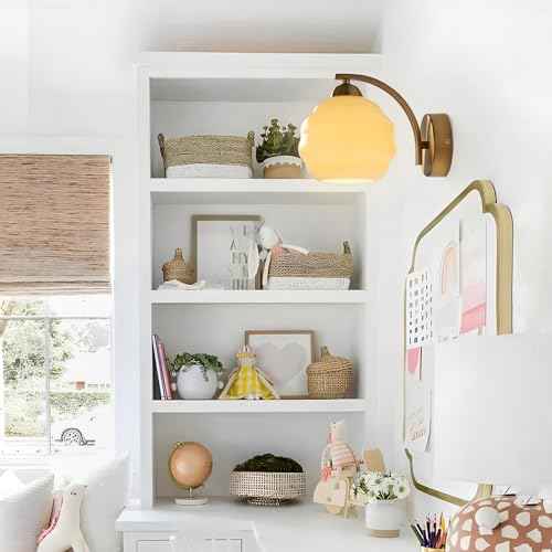 Mid Century Modern Gold Wall Sconce Glass Sconces Wall Lighting Bathroom Vanity Light Fixtures Globe Wall Lamp Bedroom Wall Lights for Living Room Bedroom Hallway Foyer