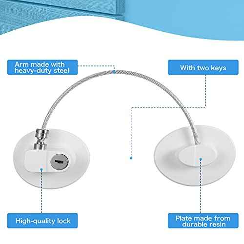 8 Pieces Refrigerator Locks for Children Adults with 10 Keys, Fridge Lock, Freezer Door Safety Cabinet Lock and Child Safety Cabinet Locks with Strong Adhesive (White)