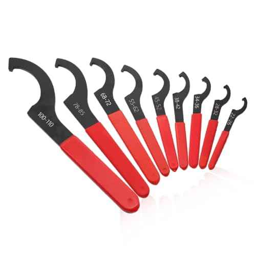 9Pcs C-Shape Carbon Steel Spanner Wrench Set Adjustable Shock Wrench Hook Tool for Most Car and Motorcycle Shock Adjustment (Red)