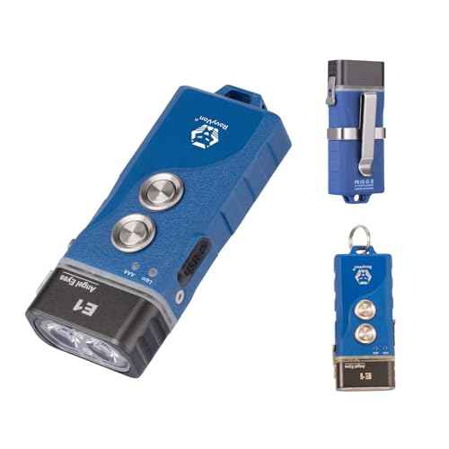 RovyVon Angel Eyes E1 Mini EDC Flashlight,700 Lumens Rechargeable Keychain Flash Light Dual-Battery Power Supply with USB-C and AAA Battery,for Emergency,Outdoor,Gift(Blue)