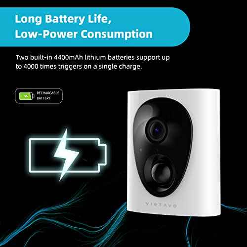 virtavo Security Cameras Wireless Outdoor, Battery Powered Starlight Color Night Vision Weatherproof, Surveillance WiFi Home Camera Outside, AI Motion Detection, Compatible with Alexa