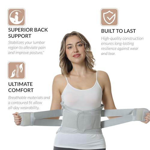 NeoTech Care Adjustable Double Pull Lumbar Brace/Lower Back Belt (Grey, Size XXL)