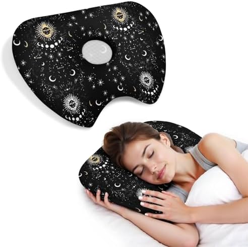 Ear Piercing Pillow for Side Sleepers with Washable Cover Pillows with Holes for Ear Pain,Donut Pillow for Adults CNH Ear Pain Relief Pressure Sores Ear Pillow with Hole in Center
