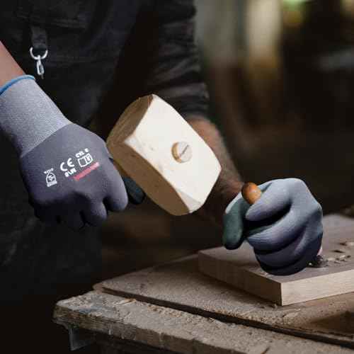 Gasoline Safety Work Gloves Extra Micro-Foam Nitrile Coated-12 Pairs,Endurance Seamless Knit Nylon Spandex,Dots on Palm, Dot Grip Gloves£¬Work Gloves Men and Women (12, XL)
