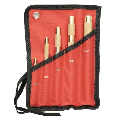 5-Piece Premium Brass Punch Set - Heavy-Duty Non-Marring Repair Tool Kit (1/4", 3/8", 1/2", 5/8", and 3/4") Replacement for 67003-MAI 045256670034 | Automotive, Industrial & DIY Use