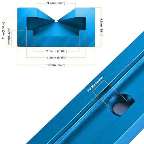 2pcs T-Track for Woodworking 48" Blue Double-Cut Pre-Drilled, 48 inch Universal Aluminum T Tracks Blue