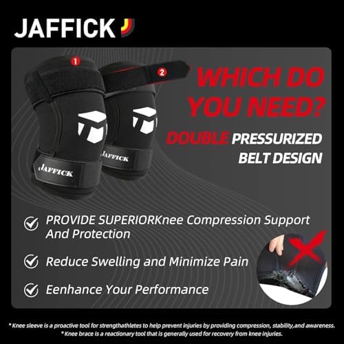 Jaffick 7mm Neoprene Knee Sleeves Support (1 Pair) & Compression Wraps - Lifting Sleeve for The Best Squats Weightlifting, Powerlifting Squats, Fitness for Men & Women