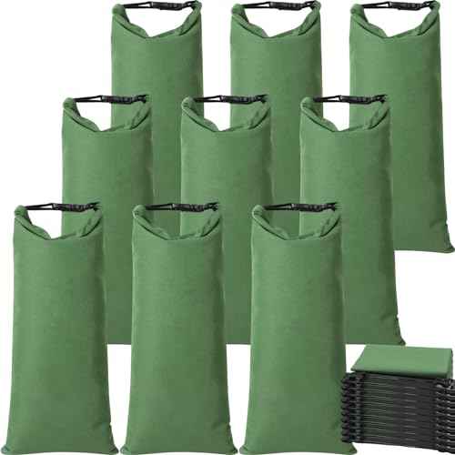 Windyun 10 Pcs Flood Water Barrier Sand Bags for Weight, 11 x 28" Thickened Long Canvas Flood Protection Sand Bags with Insert Buckle for Home Window Door Basement Garage