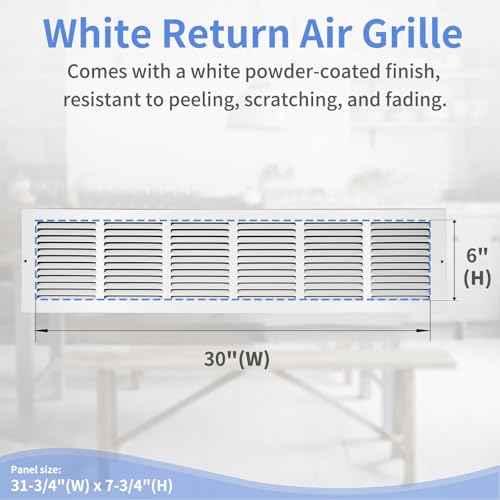 30"W x 6"H [Duct Opening Size] Steel Return Air Grille, Air Return Vent Cover for Ceiling and Sidewall - HVAC Air Vent Covers - [Outer Dimensions: 31.75"W x 7.75"H]