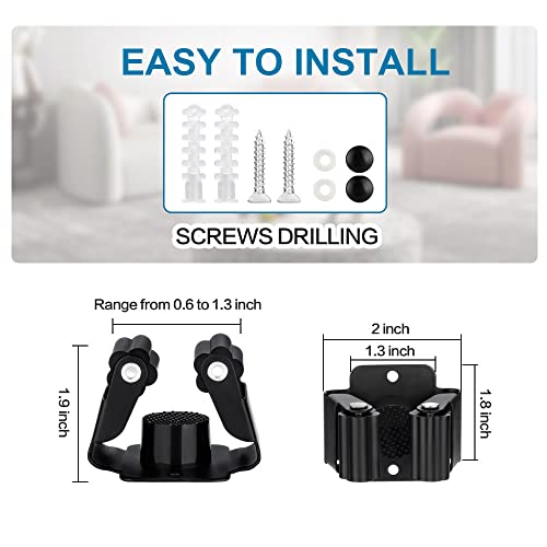 24PCS Broom and Mop Holder, Heavy Duty Garden Tool Organizer Rack Rake and Shovel Handle, Stainless Steel Mop Hanger. Wall Mounted with Screws.Matte Black