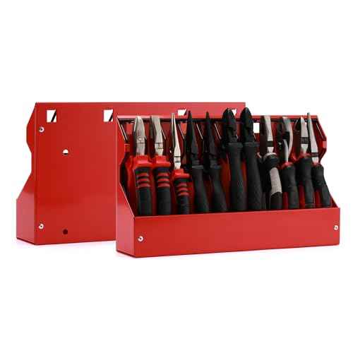 AIRTOON 2PCS Heavy Steel Plier Organizer Rack, 11 Slots Fit Most standard Pliers, Space Saving, Keep Pliers Organized in Tool Box Drawer, Chest, Workbench, Red