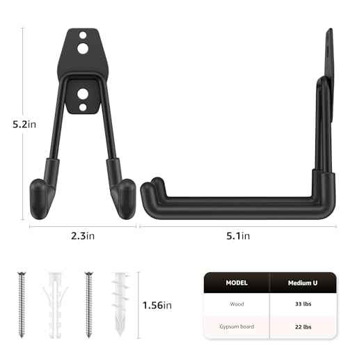 8 Pack 5.2x5.1 Inch U Garage Hooks,Utility Steel Heavy Duty Wall Mount Hangers,with Anti-Slip Coating,for Hanging Bike,Ladder,Ropes,Bulk Items,Power,Yard and Garden Tools
