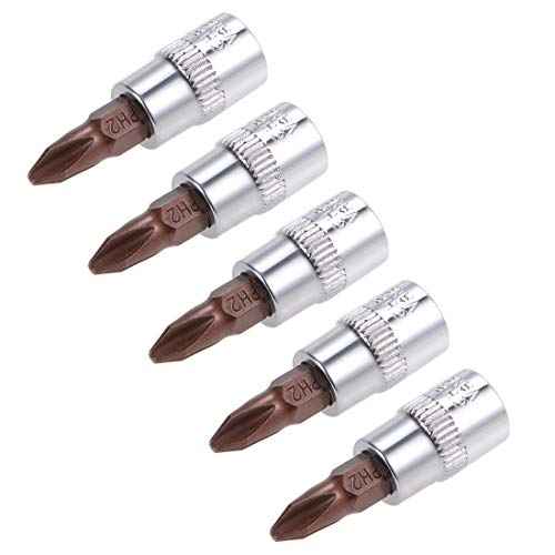 uxcell 1/4" Drive x PH2 Phillips Bit Socket, S2 Steel Bits, CR-V Sockets 1.5" Length (For Hand Use Only) 5pcs