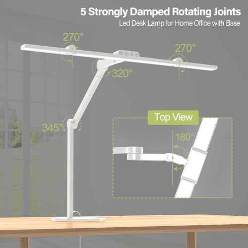Micomlan Led Desk Lamp with Atmosphere Lighting, Rotatable Tall Architect Desk Lamp for Home Office with Swing Arm, 24W Bright Auto Dimming Adjustable Computer Light with Base for Table