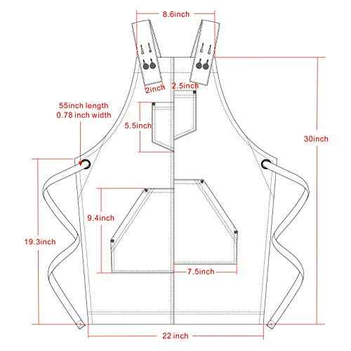 Jeanerlor - Denim Apron for Women With Pockets Cross-Back Straps & Adjustable S to L (Denim Blue)