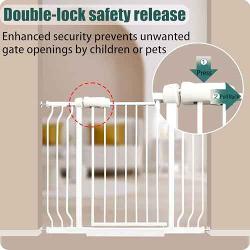 24-29 Inch Narrow Baby & Dog Gate, Pressure Mounted No Drilling, for Stairs & Doorways, White Metal Safety Gate Indoor for Kids and Pets