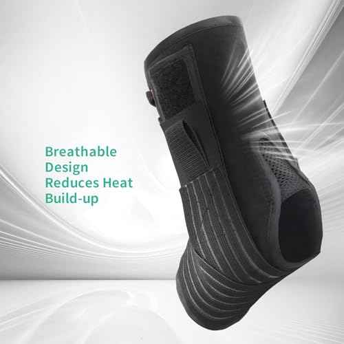 Ankle Brace for Sprained Ankle Lace up Support Brace for Women Men with Side Splints Adjustable Ankles Stabilizer for Injury Recover, Sports, L
