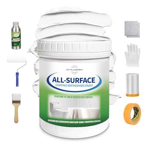 styleonme Tub and Tile Paint White, 50-60sq.ft, Bathtub Washbasin Toilet Ceramic Tile and Kitchen Countertop Refinishing, Odorless and Non-Toxic Heavy Glaze Epoxy Resin Coating