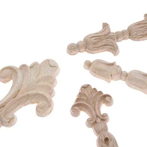 MUXSAM Long Wood Carved Frame Decals, 4-Pack Furniture Decorative Onlays Appliques Set for Wall Door Mirror Cabinet Dresser Cupboard Headboard Wardrobe Closet Decor, 22x3.5cm/8.66"x1.38"