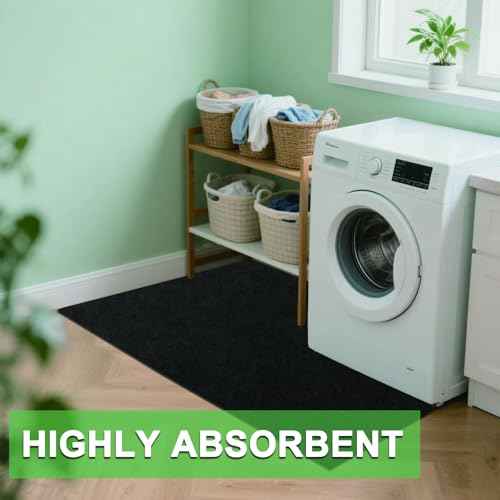 Under Washing Machine Mat, Non-Slip Waterproof Shed Base Flooring Pad for Washer Dryer Fridge Protection Refrigerator Floor Rubber Backing Shock Absorbing Noise Reducing Scratch Prevention