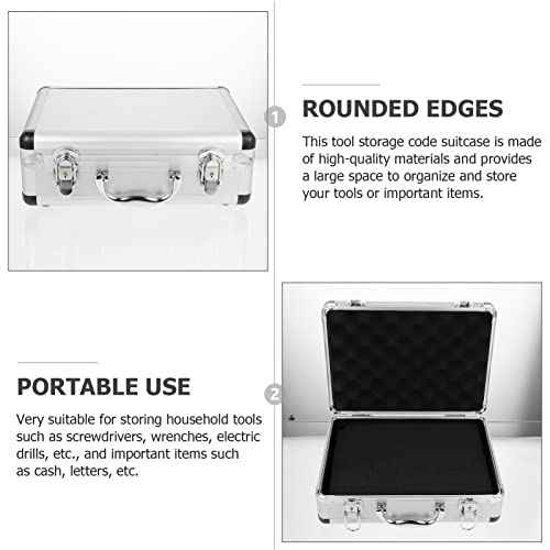DOITOOL Metal Briefcase Aluminum Tool Case Tool Chest, Portable Tool Box with Padded Foam, Lockable Storage Toolbox for Measurement Instruments Tool Box (32 x 23 x 11cm, Sliver)