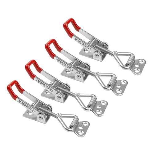 POWERTEC 4PK Toggle Clamp, 220 lbs Holding Capacity, 4001 Adjustable Pull Action Latch for Smoker, Tool Box, Woodworking Jigs and Fixtures, Cabinet, Door (20311V)