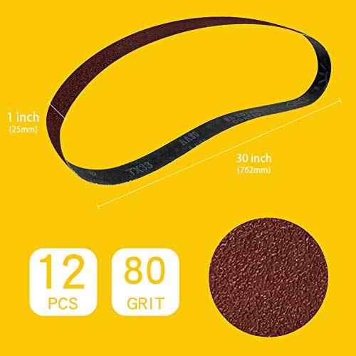 1x 30 Inch 80 Grit Sanding Belt | Premium Aluminum Oxide Sanding Belt | Premium Sander Sandpaper ? 12 Pack
