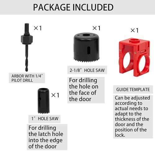 Door Lock Installation Kit Including Hole Saws Door Jig Guide Template (1 Set)