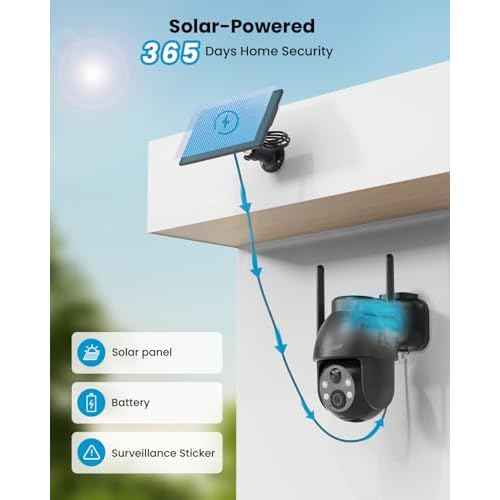 ieGeek Solar Camera Outdoor Wireless, 2K WiFi Outside Cameras for Home Security, Battery Powered 3MP Surveillance Cam with 360¡Æ PTZ Color Night Vision, PIR Motion Detection Sensor, Siren, 2-Way Audio