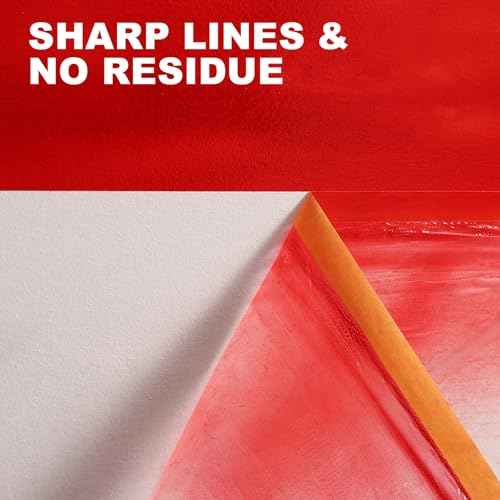 Pre-Taped Masking Film for Painting - 22" x 65' Painters Plastic Roll Sheeting with Automotive Paint Tape and Drape£¬Plastic Painting Film for Windows, Doors, Walls, Automotive Paint Masking£¨2 Rolls£©