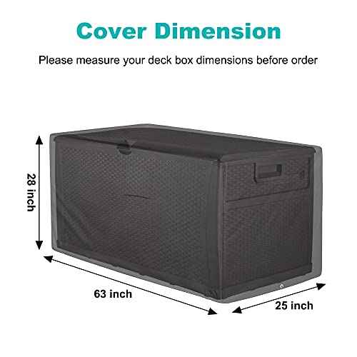 Femuar Deck Box Cover 100% Waterproof Heavy Duty Patio Ottoman Cover, Outdoor Anti-UV Patio Storage Box Covers (63" L x 25" W x 28" H) Black