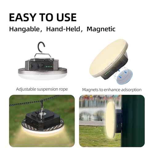 12000mAh (45W) Camping Hanging Tent Light Emergency Power Outage Lantern Home Use 4000LM 3 Modes IPX5 Waterproof Outdoor Walking Rock Climbing Work Rechargeable Camping Light