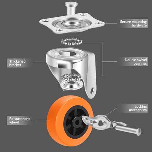 Caster Wheels, 3 Inch Casters Set of 16, Heavy Duty Casters with Brake, Locking Castors with Polyurethane Wheel£¬Plate Swivel Castor Wheels for Furniture Carts,Workbench Caster,Pack of 16