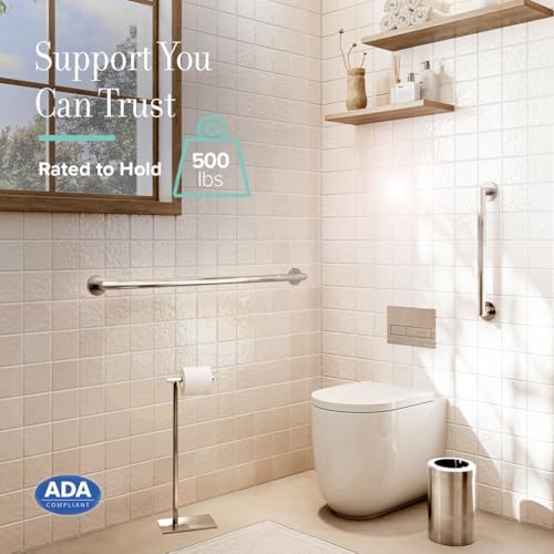 Gatco 974 Glam Wall Mounted 24" Grab Bar, Satin Nickel/ADA Compliant Safety Grab Bar for Bathroom