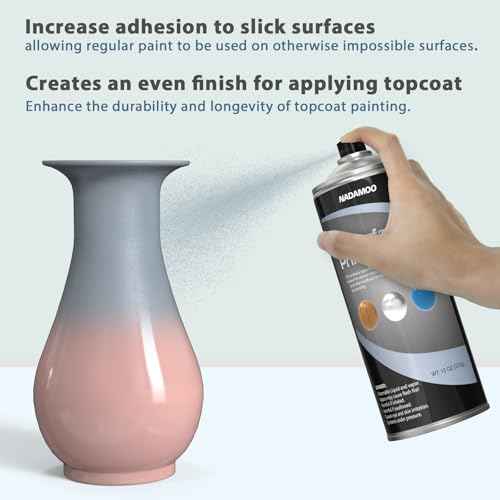 NADAMOO All Surface Primer Spray, One-Part Epoxy Primer Matte Gray, 4 Cans, Enhance Adhesion for Multi Surface - Porcelain, Glass, Metal, Plastic, Wood