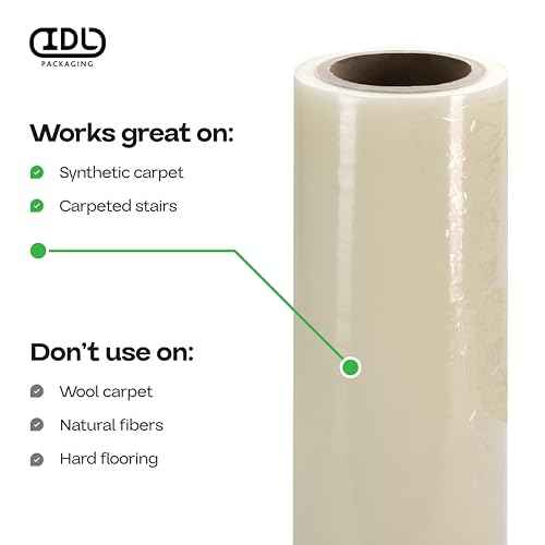 Carpet Protection Film 24" x 200', 3 mil (400 Sq.Ft) - USA-Made Self-Adhesive Carpet Protection - Clean Removal, Clear and Strong Cover Protector - Heavy-Duty Floor Protector Roll by IDL Packaging