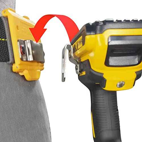 Measuring Tape Holder for Belt, Tape Measure Holster Holder, Holster for Drill with Belt Clip Hook, Yellow, 2Pack