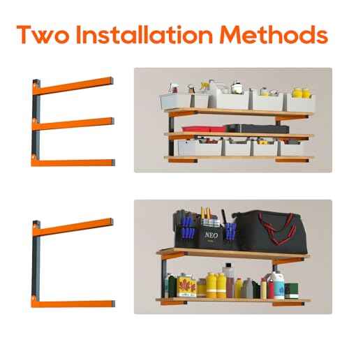 Heavy-Duty 3-Tier Wall Mounted Lumber Storage Rack | Metal Wood Organizer for Indoor & Outdoor | 4 Pack, Rust-Resistant
