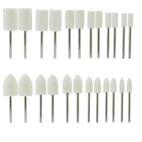 Luo ke 24 Pcs Wool Felt Polishing Bits - 3/32'' Shank Wool Felt Buffing Polishing Kits for Rotary Tools Includes Dremel