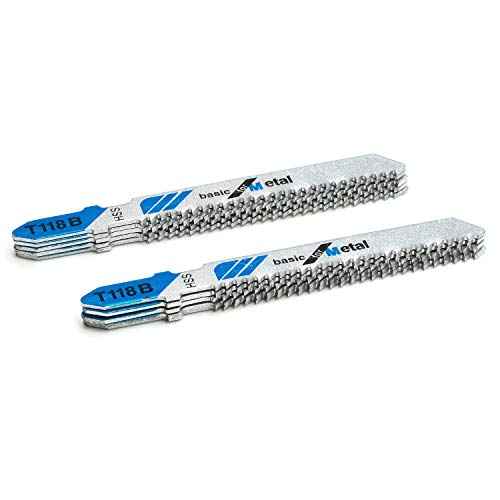 TAROSE 10-Piece T118B 3 Inch 12 TPI Assorted T-Shank Jig Saw Blades Set for Cutting Metal
