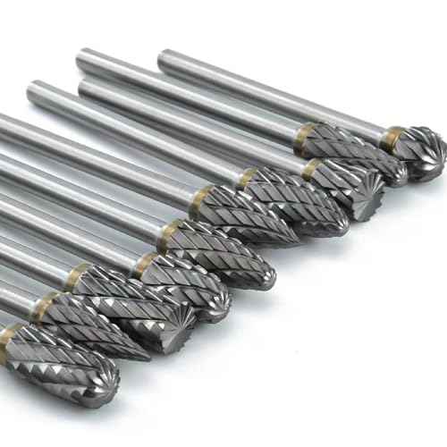 Carbide Burr Set 10PC 1/8" Shank Tungsten Double Cut Carbide Rotary Burr Set for Metal and Wood Carving, Grinding, Polishing, Engraving, Drilling.
