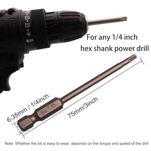 10Pcs Magnetic Torx Head Screw Driver Bits 75mm/3inch Long 1/4inch Hex Shank Security Tamper Proof Magnetic Torx Bit T10