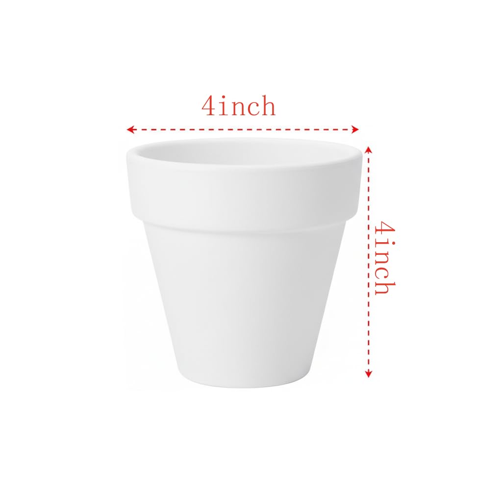 YESIACE White Terracotta Flower Pots with Drainage Holes, 4 Inches, 24 Pack, Suitable for Planting and Decoration