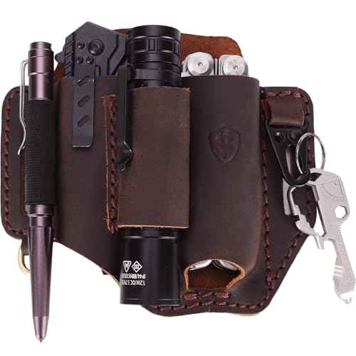STAR VISTA Armando-1 Full Grain Leather Multitool Sheath,EDC Belt Tool Holster, EDC Multitool Organizer, Heavy-Duty Stitches, Gift for Men, Dark Brown