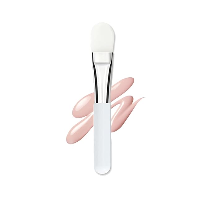 Facial Mask Application Brush, Soft Silicone Tongue Shape White Brush Head Cosmetic Tool for Body Lotion, Mud, Clay, Charcoal Mixed Mask