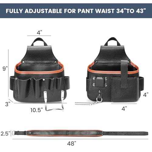 Tool Belt, Heavy Duty Tool Belts for Men,Large Bag Opening for Easy Access,Detachable & Adjustable Tool Pouch Bag for Electrician,Carpenter,Construction,Utility Belt.